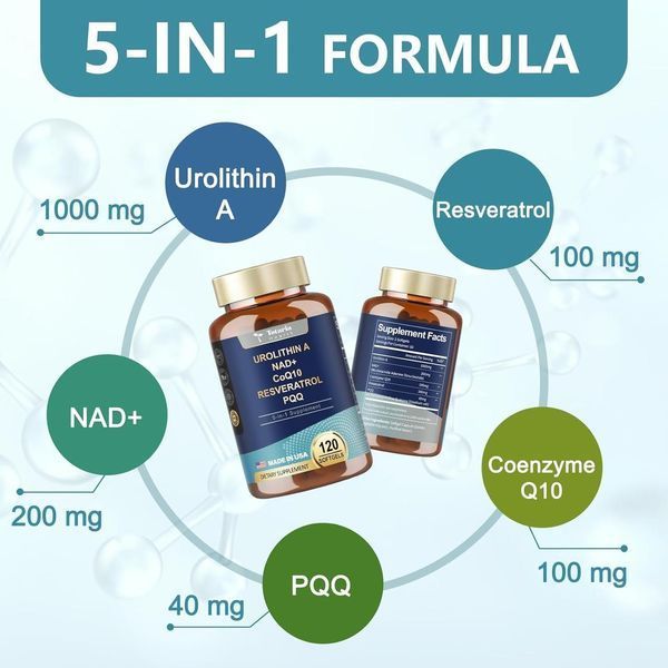 Добавка премиум-класса для мышечной энергии Totaria Urolithin A NAD+ CoQ10 Resveratrol PQQ 240 капсул 4384308359 фото