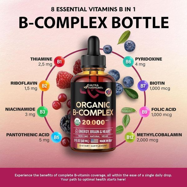 Комплекса витаминов группы B Nutra Harmony Organic Vitamin B Complex 60 мл 4384306020 фото