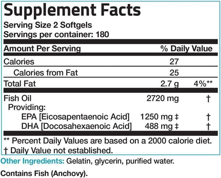 Добавка премиум-класса Bronson Omega 3 Fish Oil Triple Strength 360 капсул 4384307754 фото