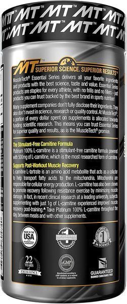 Muscletech Platinum L-Carnitine 180 капсул (4384304692) 4384304692 фото