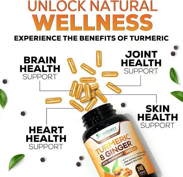 Добавка премиум-класса органическая куркума с имбирём Nature's Nutrition Organic Turmeric & Ginger 240 капсул 4383063871 фото