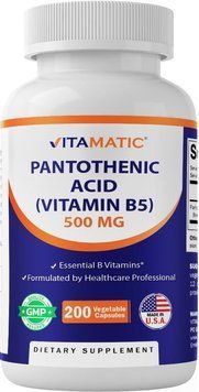 Домішка преміумкласу пантотенова кислота вітамін B5 Vitamatic Pantothenic Acid Vitamin B5 200 капсул 2678847845 фото