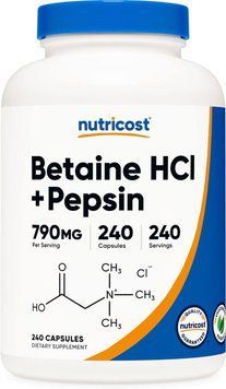 Бетаин HCl + пепсин Nutricost Betaine HCl + Pepsin 240 капсул 4384305911 фото
