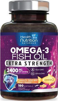 Домішка преміумкласу імунна підтримка здоров'я мозку та серця Health Nutrition Naturals Omega 3 Fish Oil 2400 mg 180 капсул 2870317180 фото