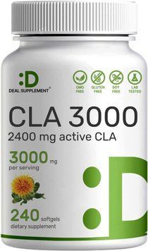 Домішка преміумкласу кон'югована лінолева кислота із сафлорової олії Deal Supplement CLA 3000mg 240 капсул 2400337390 фото