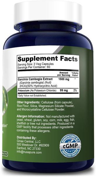 Гарциния камбоджийская премиум-класса NusaPure Garcinia Cambogia 180 капсул 4384306746 фото