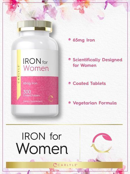 Добавка премиум-класса железо Carlyle Iron for Women 65mg 300 таблеток 4383511024 фото