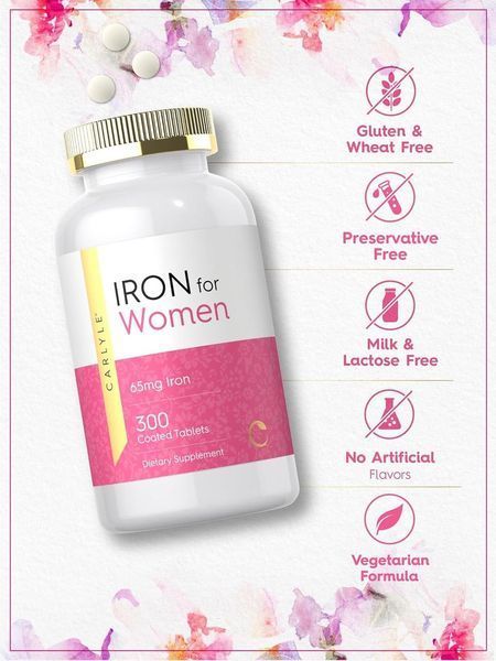 Добавка премиум-класса железо Carlyle Iron for Women 65mg 300 таблеток 4383511024 фото