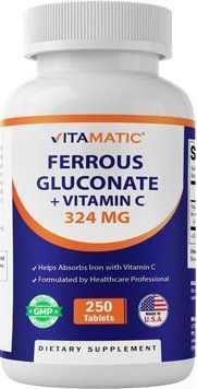 Домішка преміумкласу глюконат заліза вітамін C Vitamatic Ferrous Gluconate + Vitamin C 250 таблеток 2678847846 фото