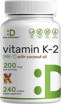 Вітамін К2 (МК-7) преміумкласу Deal Supplement Vitamin K2 (MK-7) 200 mcg Coconut Oil 240 капсул 2386877683 фото