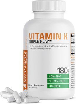 Добавка премиум-класса полный комплекс витамина K Bronson Vitamin K Triple Play (Vitamin K2 MK7 / Vitamin K2 MK4 / Vitamin K1) 180 капсул 4384307708 фото