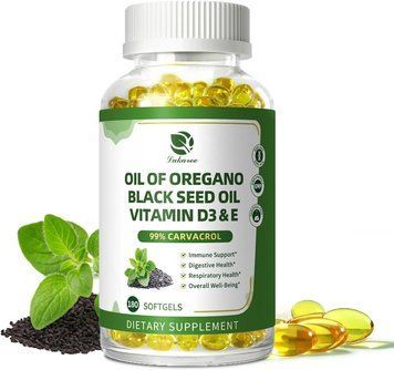 Добавка премиум-класса поддержка иммунитета Lukaree Oregano Oil Black Seed Oil Vitamin D3 E 180 капсул 43819538694 фото