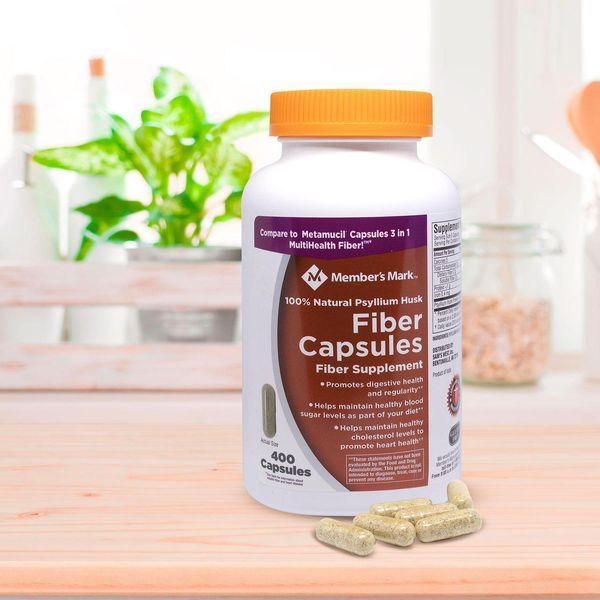 Сприяє здоров'ю та регулярності травлення Member's Mark Fiber Capsules 400 капсул 2087051653 фото