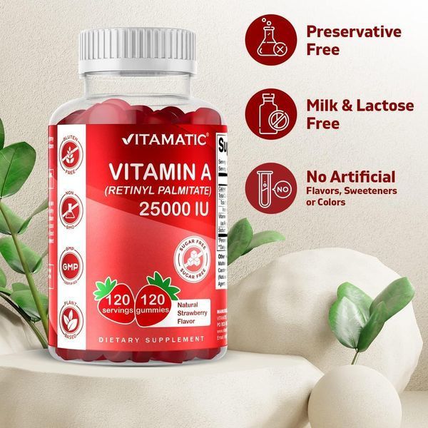 Добавка премиум-класса жевательные конфеты Vitamatic Vitamin A 25000 IU Gummies 120 таблеток 4384308389 фото