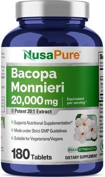 Экстракт листьев бакопы Монниери премиум-класса NusaPure Bacopa Monnieri 180 капсул 4384306798 фото