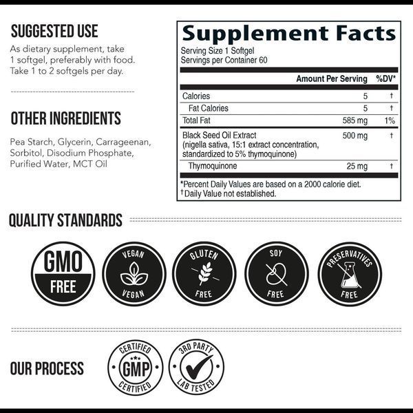 Масло черного тмина премиум-класса Triquetra Health TQ-Advanced Black Seed Oil 60 капсул 2360300017 фото