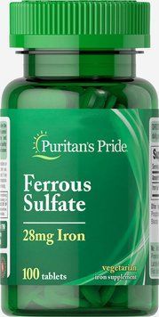 Вітаміни Puritan's Pride Iron Ferrous Sulfate 28 mg 100 таблеток (4384301585) 1060001402 фото
