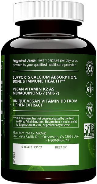 MRM Vegan Vitamin D3 K2 60 капсул (4384304040) 4384304040 фото