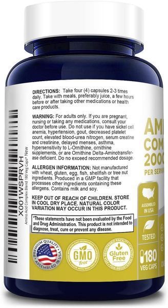 Смесь аминокислотного комплекса премиум-класса NusaPure Amino Acid Complex 180 капсул 4384306800 фото