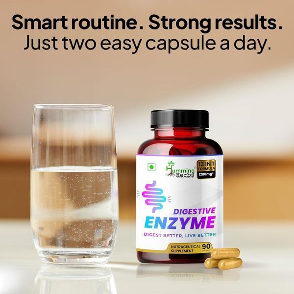 Домішка преміумкласу здоров'я кишківника та травної системи Humming Herbs Digestive Enzyme 90 капсул 3186574114 фото