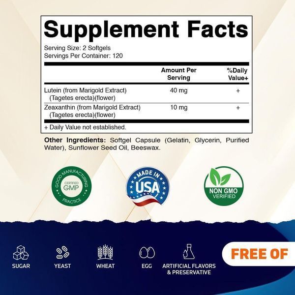 Добавка премиум-класса поддержка здоровья глаз Vitamatic Lutein 40mg with Zeaxanthin 10mg 240 капсул 4384308367 фото