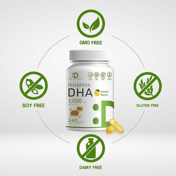Докозагексаеновая кислота DHA дикой рыбы премиум-класса Deal Supplement Burples DHA 240 капсул 4384307207 фото