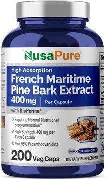 Екстракт кори французької приморської сосни преміумкласу NusaPure French Maritime Pine Bark Extract 200 капсул 2248445913 фото