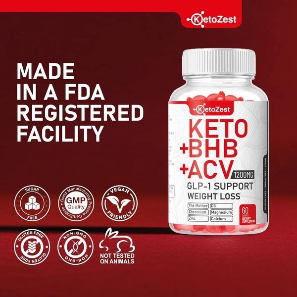 Добавка премиум-класса ускорения метаболических процессов KetoZest Keto ACV BHB GLP-1 Gummies 60 таблеток 4384307969 фото