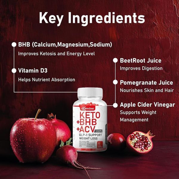 Добавка премиум-класса ускорения метаболических процессов KetoZest Keto ACV BHB GLP-1 Gummies 60 таблеток 4384307969 фото