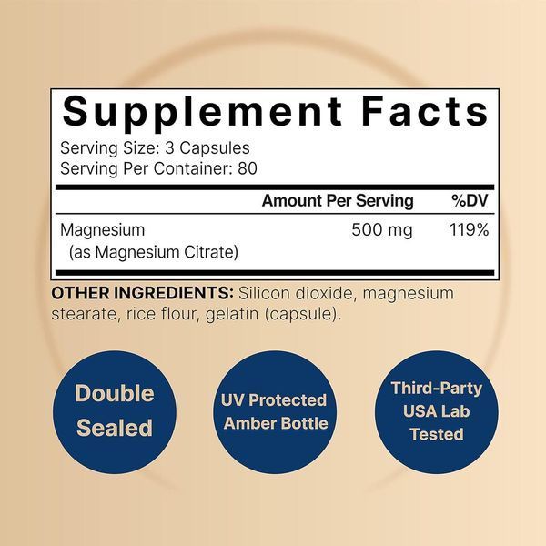 Цитрат магния премиум-класса NatureBell Magnesium Citrate 500mg 240 капсул 4384307260 фото