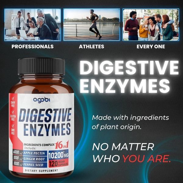 Премиум добавка cуперпищеварительные ферменты с пребиотиками Agobi 16in1 Digestive Enzymes 120 капсул 4384306298 фото