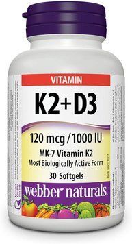 Вітаміни Webber Naturals Vitamin K2 + D3 30 капсул (4384303473) 1437160764 фото
