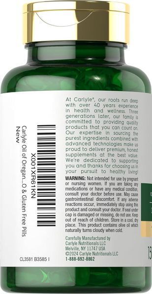 Добавка премиум-класса масло орегано Carlyle Oregano Oil 4000mg 150 капсул 4384307868 фото
