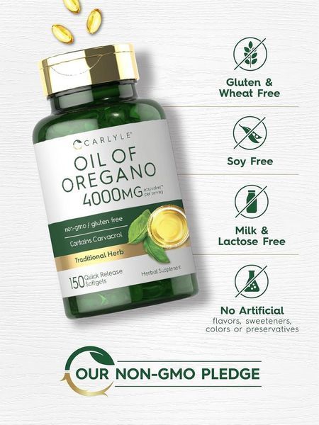 Добавка премиум-класса масло орегано Carlyle Oregano Oil 4000mg 150 капсул 4384307868 фото