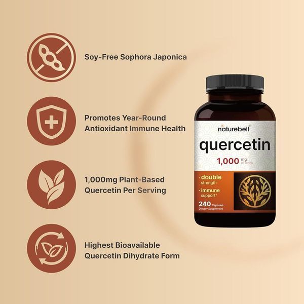 Добавка премиум-класса для иммунной поддержки NatureBell Quercetin 1000mg 240 капсул 4384307261 фото