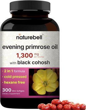 Олія вечірньої примули з бавовняного чорного преміумкласу NatureBell Evening Primrose Oil with Black Cohosh 300 капсул 2421713571 фото