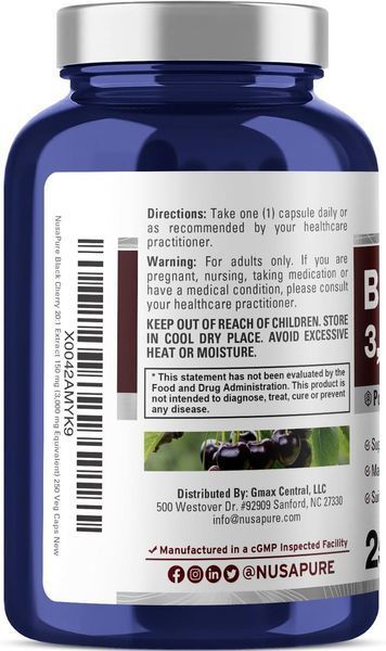 Экстракт черной вишни премиум-класса NusaPure Black Cherry Extract 250 капсул 2294881589 фото