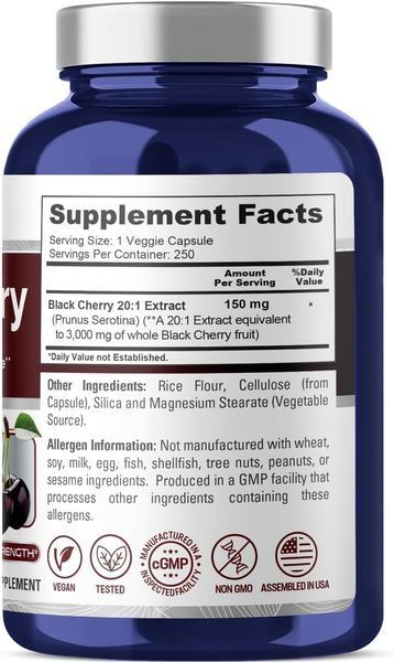 Экстракт черной вишни премиум-класса NusaPure Black Cherry Extract 250 капсул 2294881589 фото