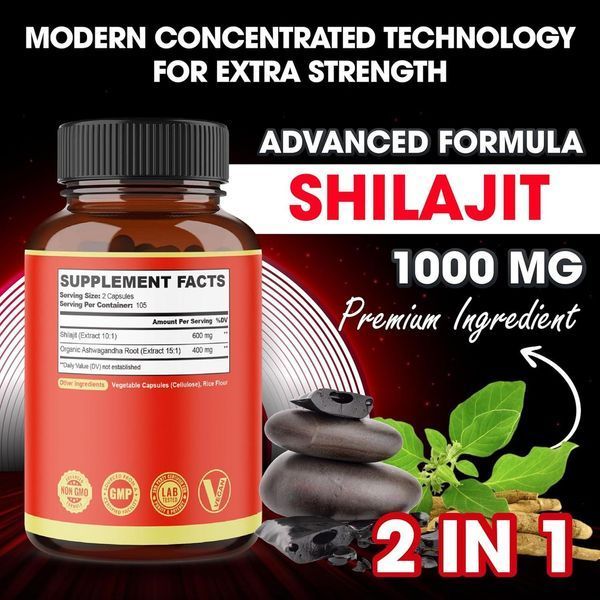 Преміальна домішка для виробництва енергії Agobi Shilajit Ashwagandha 210 капсул 2122573960 фото