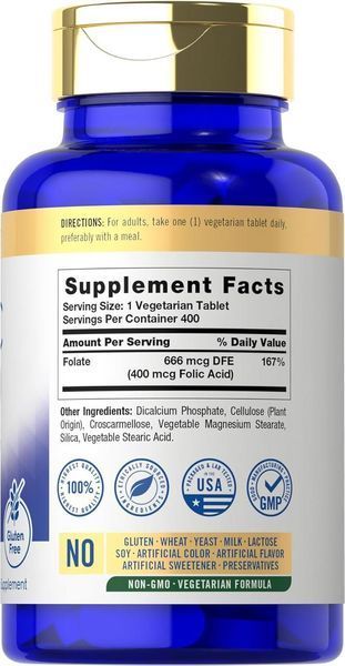 Добавка премиум-класса фолат витамин B9 Carlyle Folic Acid 400 mcg 400 таблеток 4383488554 фото