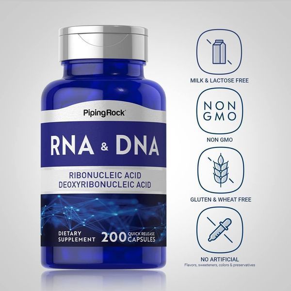 Добавка премиум-класса рибонуклеиновой и дезоксирибонуклеиновой кислот Piping Rock RNA DNA 200 капсул 4383263854 фото