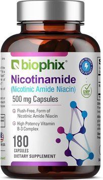 Добавка премиум-класса натуральная формула витамин B-3 никотинамид Biophix B-3 Nicotinamide 180 капсул 4383812122 фото