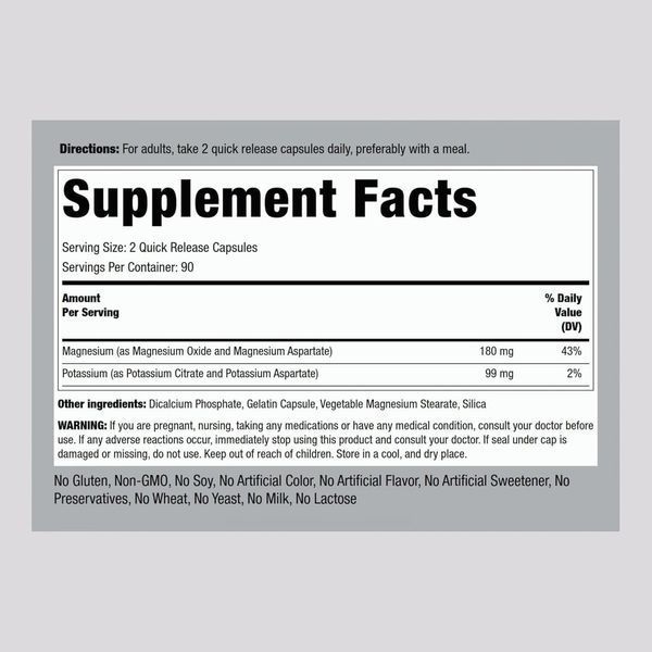 Комплекс калия и магния аспартата Piping Rock Potassium Magnesium Aspartate Complex 180 капсул 2946479257 фото