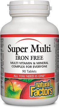 Natural Factors Super Multi Iron Free 90 таб (4384304263) 4384304264 фото