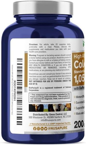 Колострум високого ступеня засвоєння преміумкласу NusaPure Colostrum 200 капсул 2299836485 фото