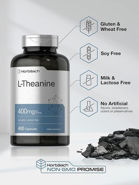 Домішка преміумкласу L-теанін Horb&auml;ach L-Theanine 400mg 400 капсул 2450260545 фото