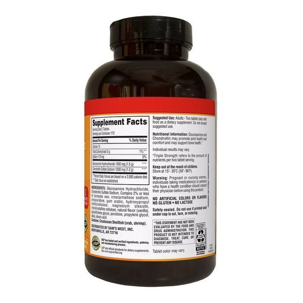 Потужна суміш для здоров'я зв'язок, сухожиль і кісток Member's Mark Triple Strength Glucosamine Chondroitin 340 таблеток 2087051654 фото