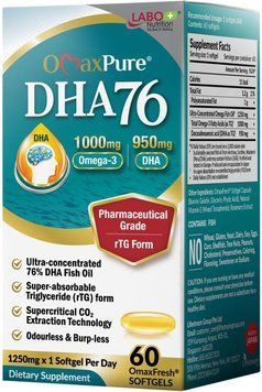 Тришаровий процес очищення преміумкласу Омега-3 LABO Nutrition OmaxPure DHA76 60 капсул 2223999481 фото