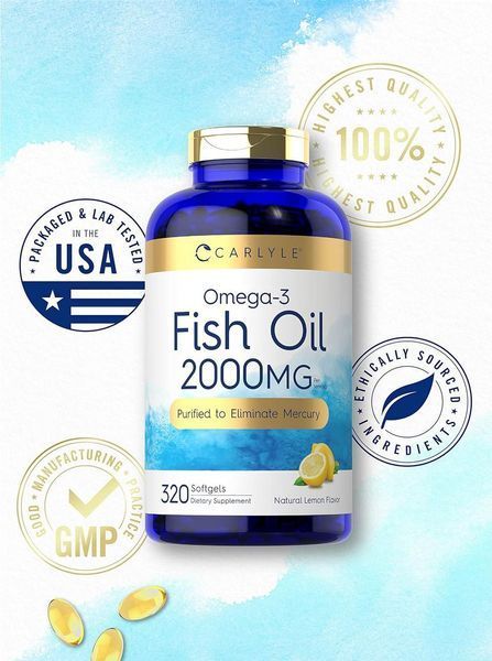 Добавка премиум-класса рыбий жир Carlyle Fish Oil 2000mg 320 капсул 4384307976 фото