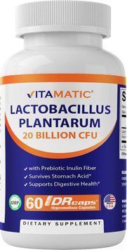 Добавка премиум-класса пищеварительная поддержка Vitamatic Lactobacillus Plantarum 20 Billion 60 капсул 2663666934 фото